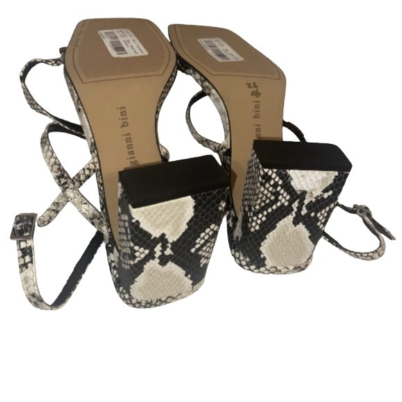 Gianni Bini Rosie Snake Print Leather Strappy Block Heel Dress Sandals Size 11M - Picture 4 of 5